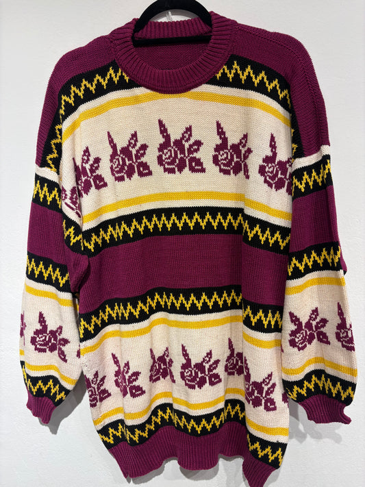Vintage super cozy sweater with incredible colours & patterns