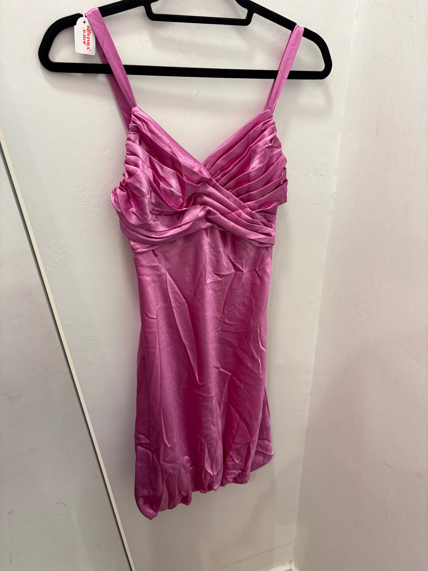 Beautiful satin-like fuchsia dress