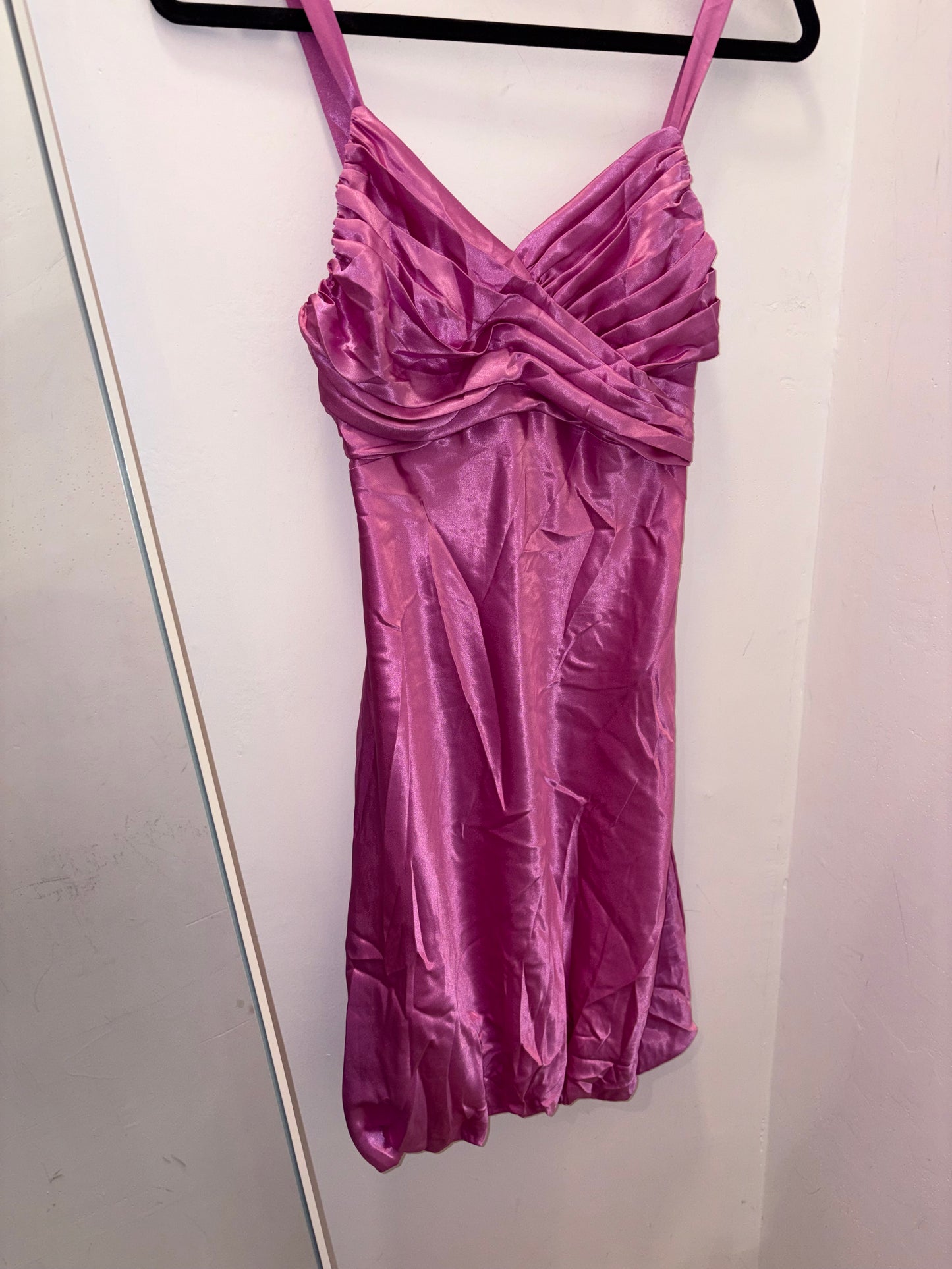 Beautiful satin-like fuchsia dress