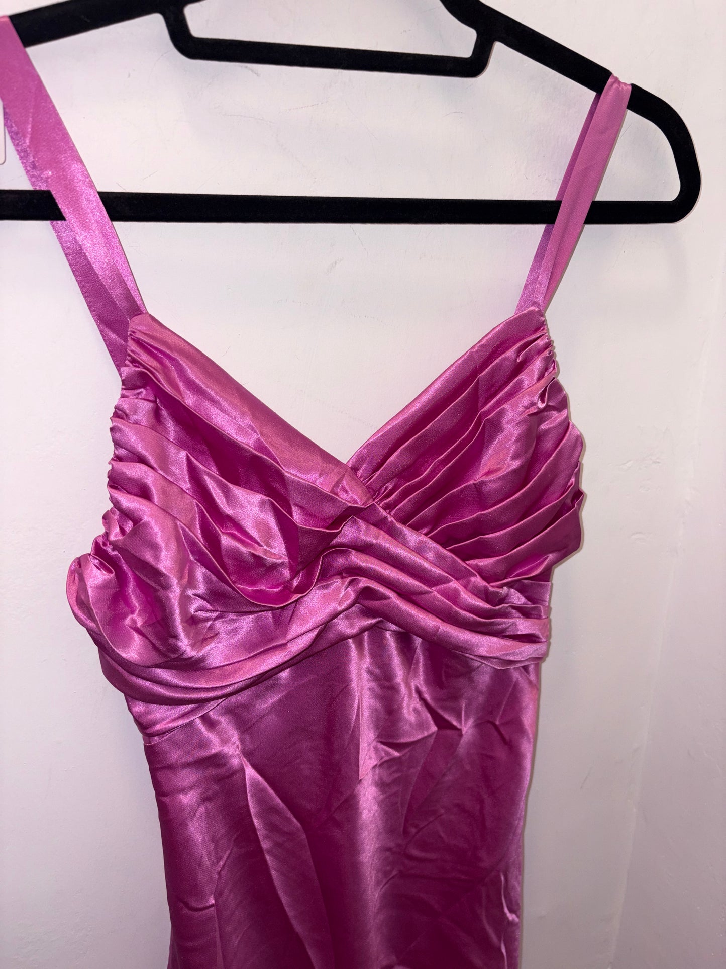 Beautiful satin-like fuchsia dress