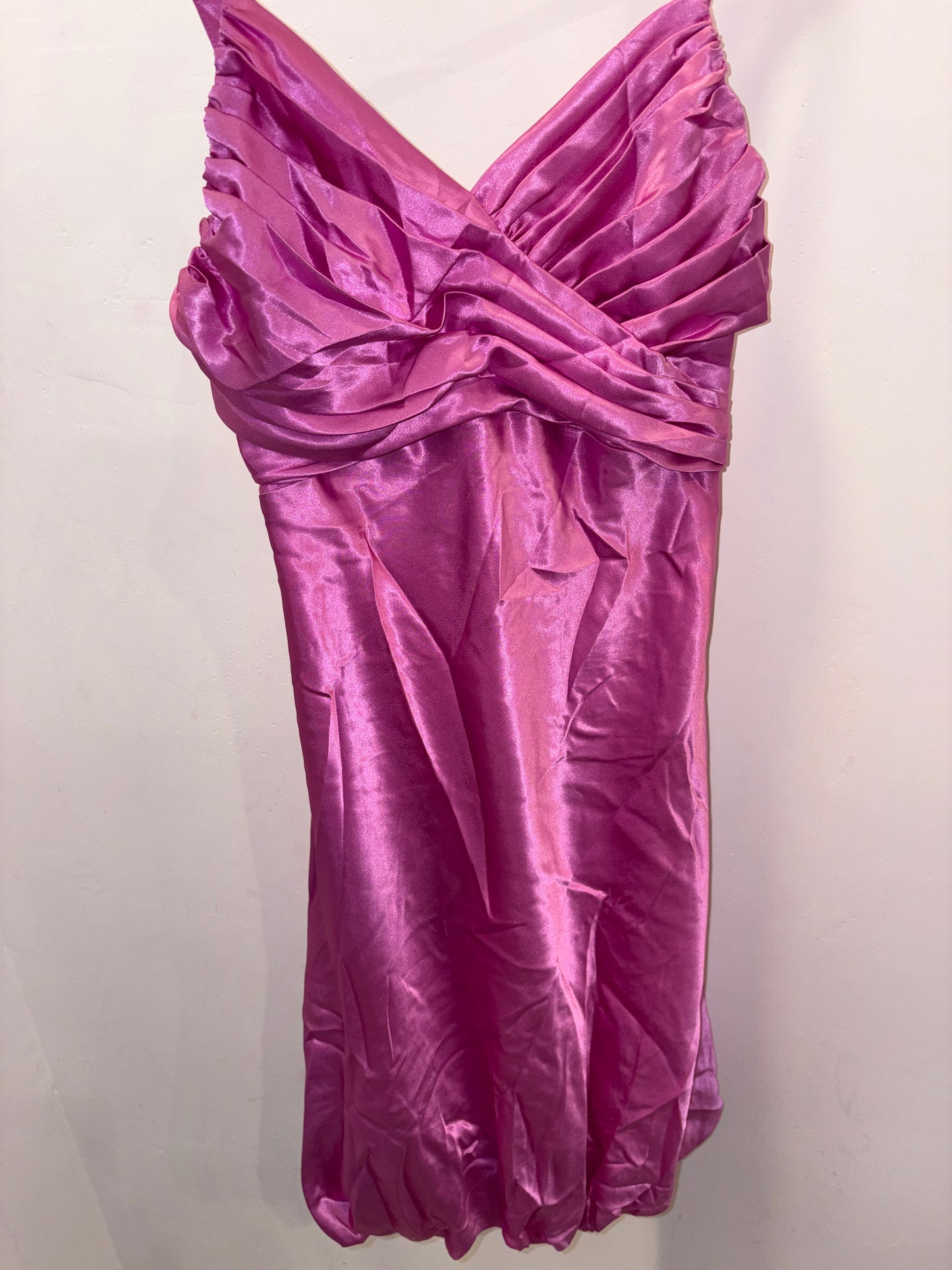 Beautiful satin-like fuchsia dress