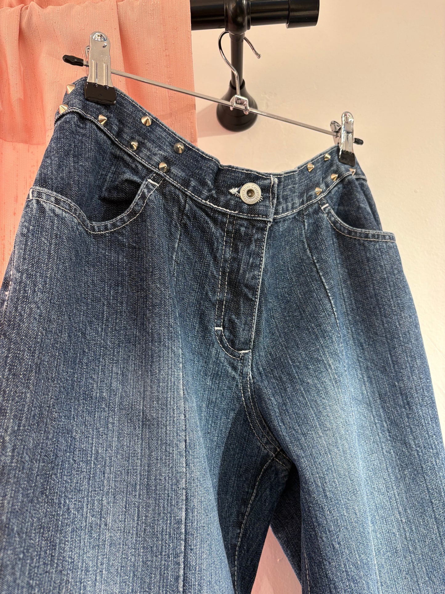 Miss Crazy deadstock y2k low-rise wide-leg jeans with studs