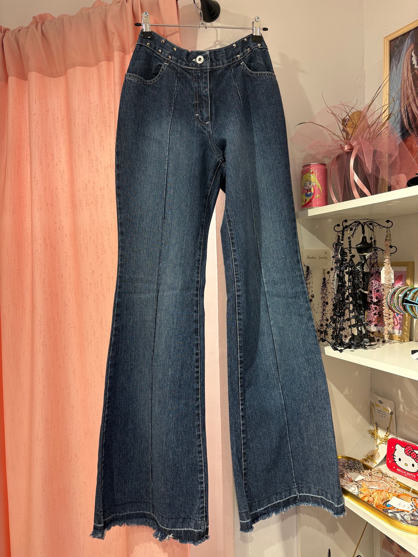 Miss Crazy deadstock y2k low-rise wide-leg jeans with studs