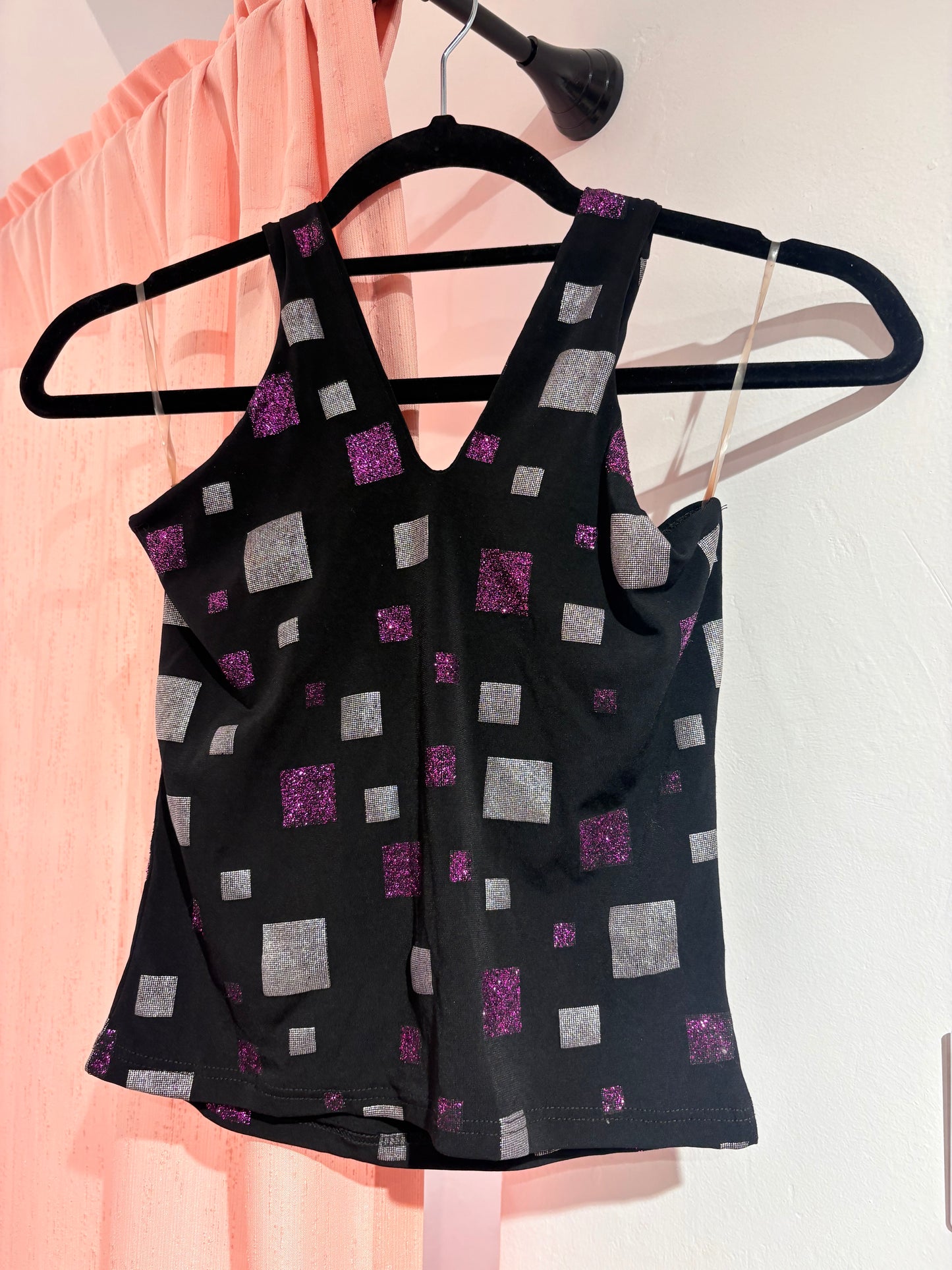 Y2k glitter top with open back (S-M)