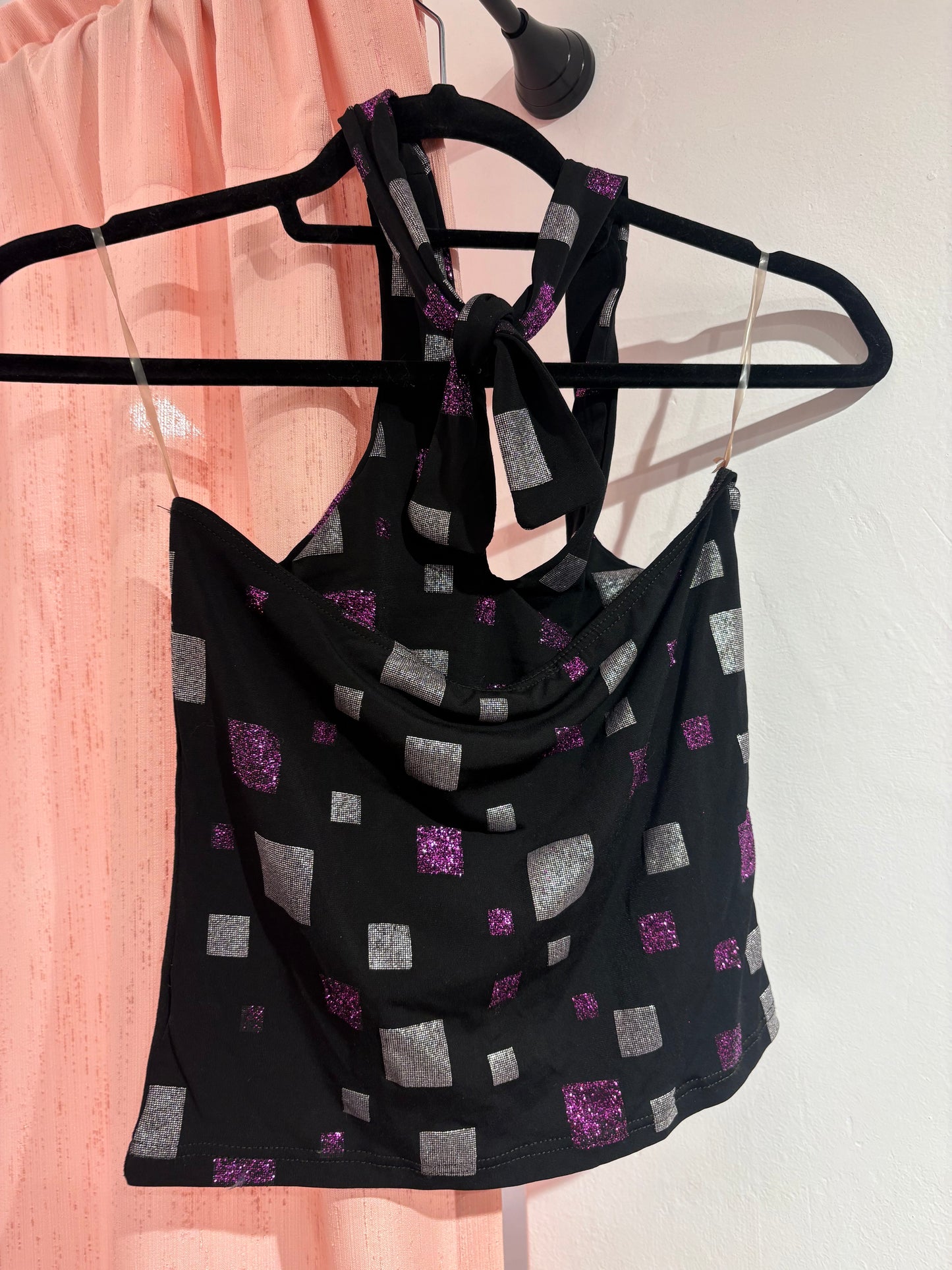 Y2k glitter top with open back (S-M)
