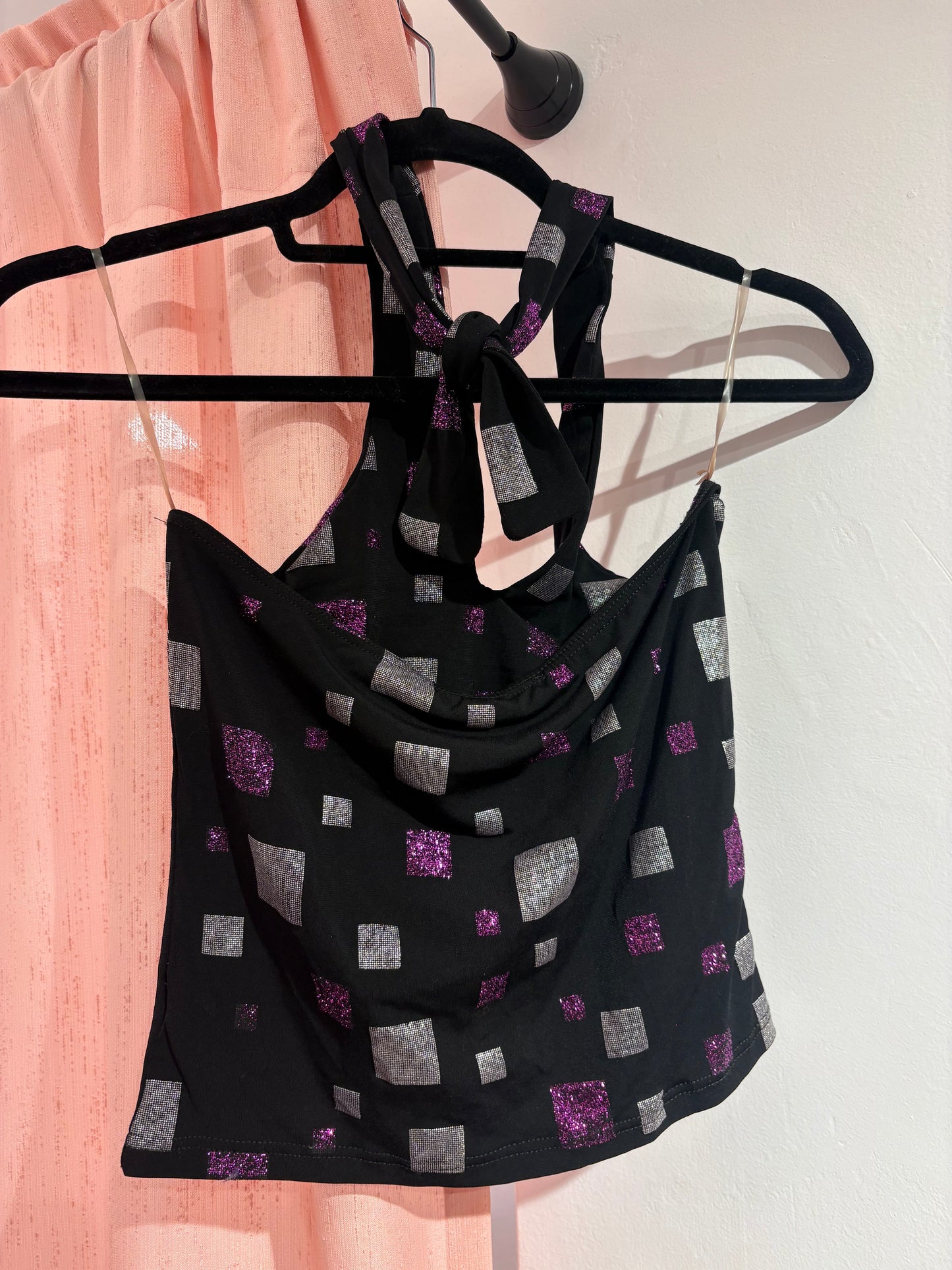 Y2k glitter top with open back (S-M)